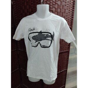 Vintage 80s Shark Print T Shirt Single Stitch Florida Adult Medium Retro